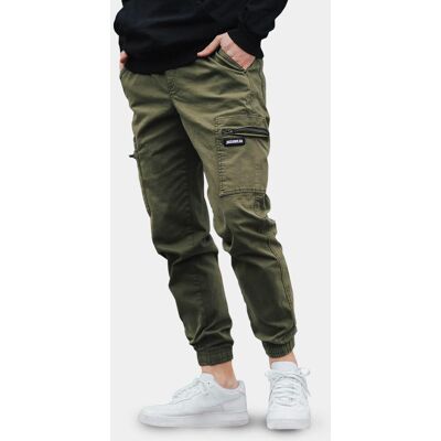 Spodnie Materiałowe Jogger Bojówki Męskie Oliwkowe Jigga Wear Stripe Zip Cargo M Spodnie Materiałowe Jogger Bojówki Męskie Oliwkowe Jigga Wear Stripe Zip Cargo M
