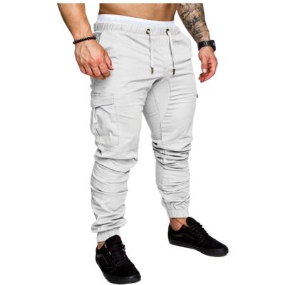 Zolta Spodnie Męskie Joggery Cargo, Białe, Rozmiar XXXL Zolta Spodnie Męskie Joggery Cargo, Białe, Rozmiar XXXL