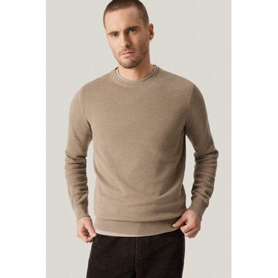 Próchnik Sweter Beżowy Bawełniany O-neck PM17 Próchnik Sweter Beżowy Bawełniany O-neck PM17