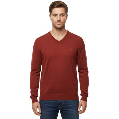 Sweter męski Hackett London V-Neck bawełna wełna pomarańczowy-XL Sweter męski Hackett London V-Neck bawełna wełna pomarańczowy-XL
