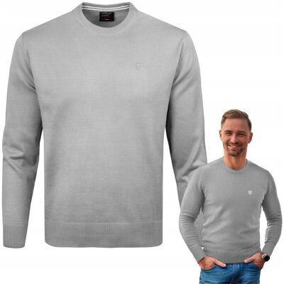 SWETER Męski Klasyczny BASIC Gładki JASNOSZARY XXL Pako Jeans SWETER Męski Klasyczny BASIC Gładki JASNOSZARY XXL Pako Jeans