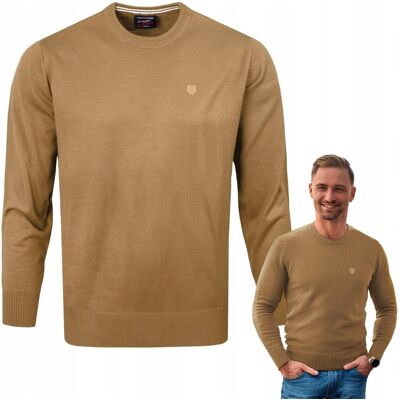 SWETER Męski Klasyczny BASIC Gładki KARMELOWY XXL Pako Jeans SWETER Męski Klasyczny BASIC Gładki KARMELOWY XXL Pako Jeans