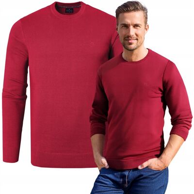 SWETER Męski Klasyczny Jednokolorowy Gładki Basic CZERWONY L Pako Jeans SWETER Męski Klasyczny Jednokolorowy Gładki Basic CZERWONY L Pako Jeans