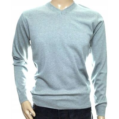 Inny producent Sweter męski szary gładki wełniany w szpic serek z wełny niegryzący XXL 2XL Inny producent Sweter męski szary gładki wełniany w szpic serek z wełny niegryzący XXL 2XL