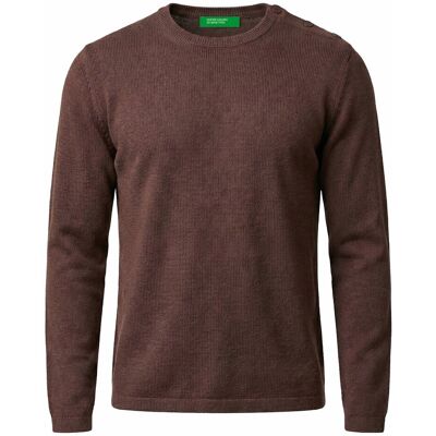 Sweter męski United Colors of Benetton brązowy cienki z domieszką lnu-S Sweter męski United Colors of Benetton brązowy cienki z domieszką lnu-S