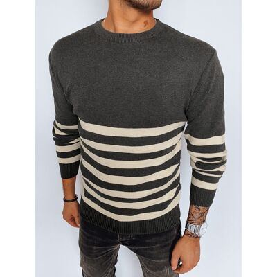 Sweter męski w paski ciemnoszary Dstreet WX2133-2XL/3XL Sweter męski w paski ciemnoszary Dstreet WX2133-2XL/3XL