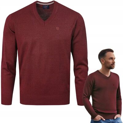 SWETER Męski w Serek Elegancki Gładki BORDOWY melanż XXXL Pako Jeans SWETER Męski w Serek Elegancki Gładki BORDOWY melanż XXXL Pako Jeans