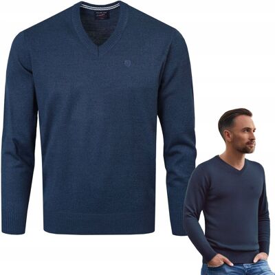 SWETER Męski w Serek Elegancki Gładki GRANATOWY melanż XXL Pako Jeans SWETER Męski w Serek Elegancki Gładki GRANATOWY melanż XXL Pako Jeans