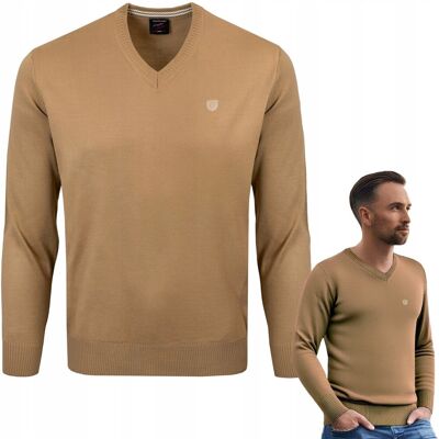 SWETER Męski w Serek Elegancki Gładki KARMELOWY XXL Pako Jeans SWETER Męski w Serek Elegancki Gładki KARMELOWY XXL Pako Jeans