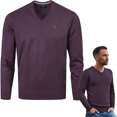 SWETER Męski w Serek Elegancki Gładki ŚLIWKOWY melanż M Pako Jeans SWETER Męski w Serek Elegancki Gładki ŚLIWKOWY melanż M Pako Jeans