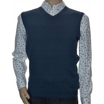 Inny producent Sweter męski wełniany bez rękawów bezrękawnik pulower kamizelka męska M indygo 504 Inny producent Sweter męski wełniany bez rękawów bezrękawnik pulower kamizelka męska M indygo 504