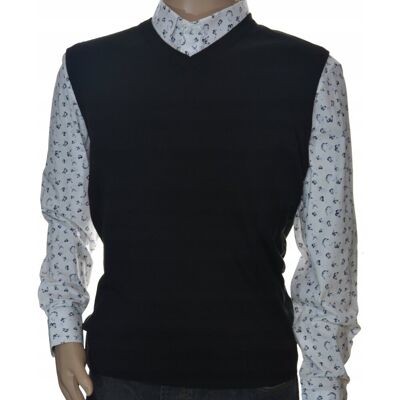 Inny producent Sweter męski wełniany bez rękawów bezrękawnik pulower kamizelka męska XL czarna Inny producent Sweter męski wełniany bez rękawów bezrękawnik pulower kamizelka męska XL czarna