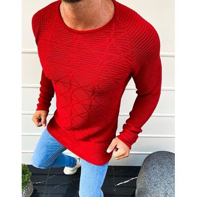 Dstreet Sweter męski wkładany przez głowę czerwony WX1599-L Dstreet Sweter męski wkładany przez głowę czerwony WX1599-L
