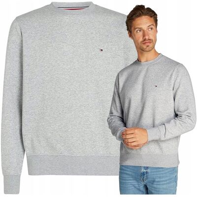 Szara Bluza Męska Basic Tommy Hilfiger Bez Kaptura Premium Bawełna r.XXL Szara Bluza Męska Basic Tommy Hilfiger Bez Kaptura Premium Bawełna r.XXL