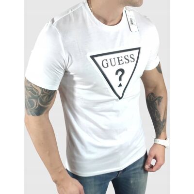T-shirt Guess jeans X4GI00 KBR42 biały duże wypukłe logo - XL T-shirt Guess jeans X4GI00 KBR42 biały duże wypukłe logo - XL