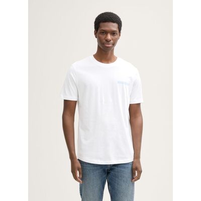 T-Shirt Koszulka Męska z Logo Tom Tailor Printed White, S T-Shirt Koszulka Męska z Logo Tom Tailor Printed White, S