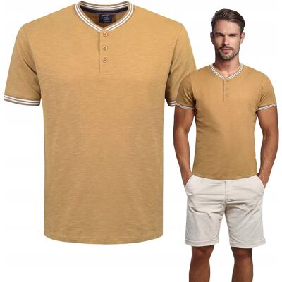 T-Shirt Męski Koszulka W Serek Karmelowa Bawełniana Morly 3Xl Pako Jeans T-Shirt Męski Koszulka W Serek Karmelowa Bawełniana Morly 3Xl Pako Jeans