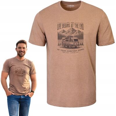 T-SHIRT Męski LIFE Koszulka BRĄZOWY Melanż Bawełniana 3XL Pako Jeans T-SHIRT Męski LIFE Koszulka BRĄZOWY Melanż Bawełniana 3XL Pako Jeans