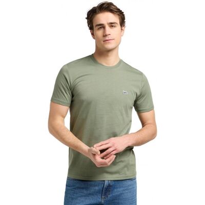 t-shirt uomo lee 112370497 ss patch tee olive stone t-shirt uomo lee 112370497 ss patch tee olive stone