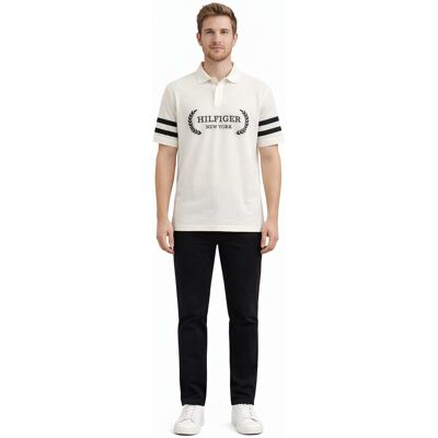Tommy Hilfiger BIAŁY T SHIRT MĘSKI Z CZARNYMI PASKAMI NA RĘKAWACH M I4A Tommy Hilfiger BIAŁY T SHIRT MĘSKI Z CZARNYMI PASKAMI NA RĘKAWACH M I4A