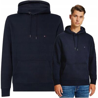 Tommy Hilfiger Granatowa Bluza z kapturem Męska Bawełniana Logo Ciepła r.S Tommy Hilfiger Granatowa Bluza z kapturem Męska Bawełniana Logo Ciepła r.S