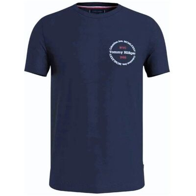 Tommy Hilfiger granatowy T-shirt meski bawełna, Rozmiar S Tommy Hilfiger granatowy T-shirt meski bawełna, Rozmiar S