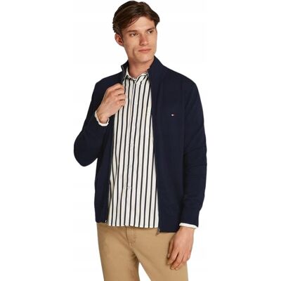 Tommy Hilfiger MĘSKI SWETER GRANATOWY NA ZAMEK BAWEŁNA 3XL J9A Tommy Hilfiger MĘSKI SWETER GRANATOWY NA ZAMEK BAWEŁNA 3XL J9A