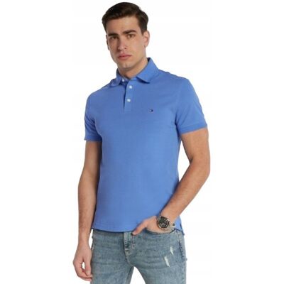 Tommy Hilfiger NIEBIESKA KOSZULKA POLO Z BAWEŁNY Z LOGO XXL J9A Tommy Hilfiger NIEBIESKA KOSZULKA POLO Z BAWEŁNY Z LOGO XXL J9A