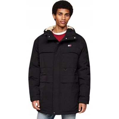 Tommy Jeans Czarna Kurtka Męska Parka z Kapturem XL Jxa Tommy Jeans Czarna Kurtka Męska Parka z Kapturem XL Jxa