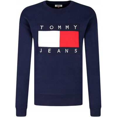 Tommy Hilfiger Tommy Jeans Granatowa Bluza bez kaptura Granatowa Duże Logo r. S Tommy Hilfiger Tommy Jeans Granatowa Bluza bez kaptura Granatowa Duże Logo r. S