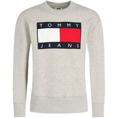 Tommy Hilfiger Tommy Jeans Granatowa Bluza bez kaptura Szara Duże Logo r. XL Tommy Hilfiger Tommy Jeans Granatowa Bluza bez kaptura Szara Duże Logo r. XL