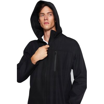 TRENDYOL MAN CZARNA KURTKA MĘSKA Z KAPTUREM SOFTSHELL Z ZAMKIEM XL 5DA TRENDYOL MAN CZARNA KURTKA MĘSKA Z KAPTUREM SOFTSHELL Z ZAMKIEM XL 5DA