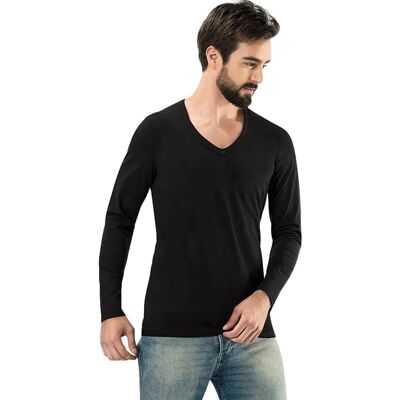 TRENDYOL MAN MĘSKI DŁUGI RĘKAW T-SHIRT Z DEKOLTEM V CZARNY M 5DA TRENDYOL MAN MĘSKI DŁUGI RĘKAW T-SHIRT Z DEKOLTEM V CZARNY M 5DA