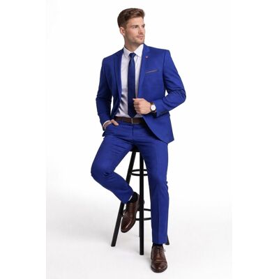 PELLETPOZ Uniwersalny, Elegancki Garnitur Męski - slim fit Granatowy PELLETPOZ Uniwersalny, Elegancki Garnitur Męski - slim fit Granatowy