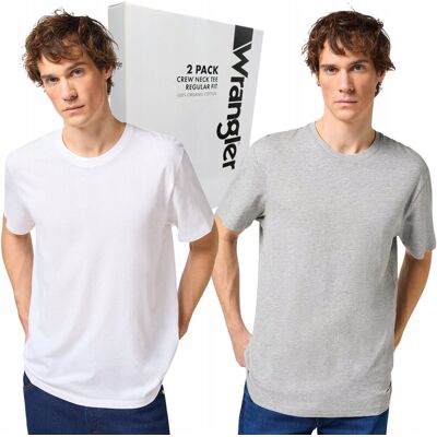 Wrangler 2 PACK Szary/Biały dwupak T-shirt 2 bawełniane koszulki pudełko M Wrangler 2 PACK Szary/Biały dwupak T-shirt 2 bawełniane koszulki pudełko M