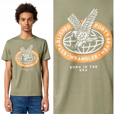 Wrangler AMERICANA TEE Olive T-Shirt zielona bawełniana koszulka nadruk M Wrangler AMERICANA TEE Olive T-Shirt zielona bawełniana koszulka nadruk M