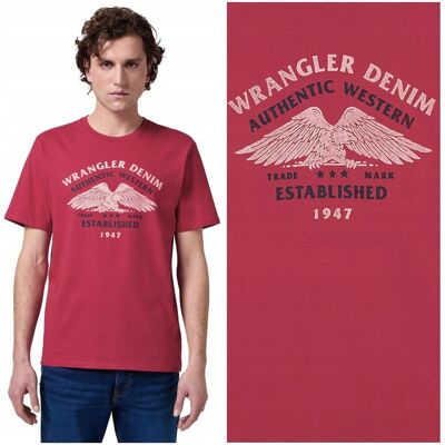 Wrangler AMERICANA TEE Red t-shirt koszulka bawełniana męska nadruk 4XL Wrangler AMERICANA TEE Red t-shirt koszulka bawełniana męska nadruk 4XL