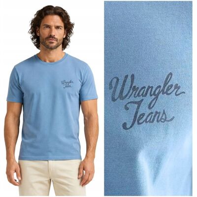 Wrangler LOGO TEE niebieska koszulka bawełniana męska t-shirt małe logo 3XL Wrangler LOGO TEE niebieska koszulka bawełniana męska t-shirt małe logo 3XL