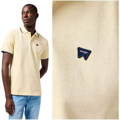 Wrangler POLO SHIRT Banana Crepe żółta bawełniana polówka małe logo S Wrangler POLO SHIRT Banana Crepe żółta bawełniana polówka małe logo S