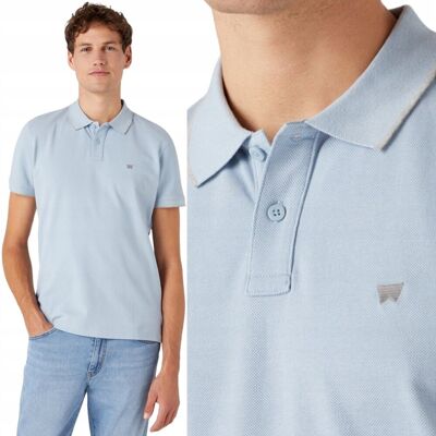 Wrangler POLO SHIRT Blue Fog BŁĘKITNA POLÓWKA MAŁE LOGO REGULAR S Wrangler POLO SHIRT Blue Fog BŁĘKITNA POLÓWKA MAŁE LOGO REGULAR S