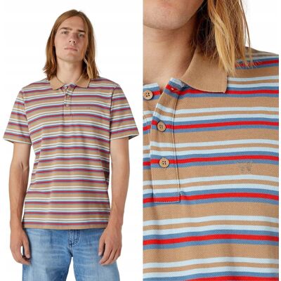 Wrangler POLO SHIRT Burro Brown LUŹNA POLÓWKA W PASKI MAŁE LOGO L Wrangler POLO SHIRT Burro Brown LUŹNA POLÓWKA W PASKI MAŁE LOGO L