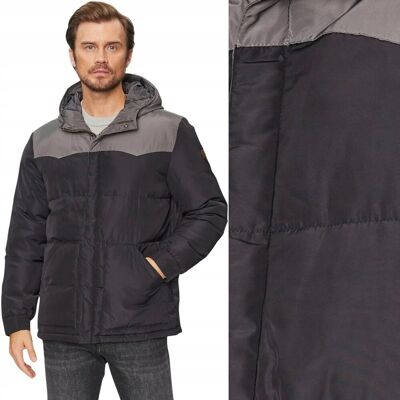 Wrangler PUFFER JACKET Black CZARNO - SZARA KURTKA PUCHÓWKA Z KAPTUREM 4XL Wrangler PUFFER JACKET Black CZARNO - SZARA KURTKA PUCHÓWKA Z KAPTUREM 4XL