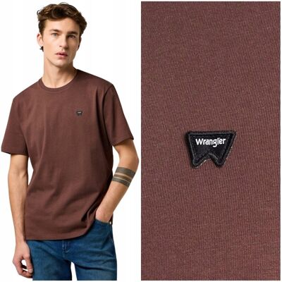 Wrangler Sign Off Tee brązowa koszulka bawełniana t-shirt małe logo 3XL Wrangler Sign Off Tee brązowa koszulka bawełniana t-shirt małe logo 3XL