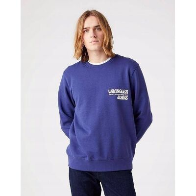 Wrangler SLOGAN CREW BLUE RIBBON W667ILB51 XS Wrangler SLOGAN CREW BLUE RIBBON W667ILB51 XS