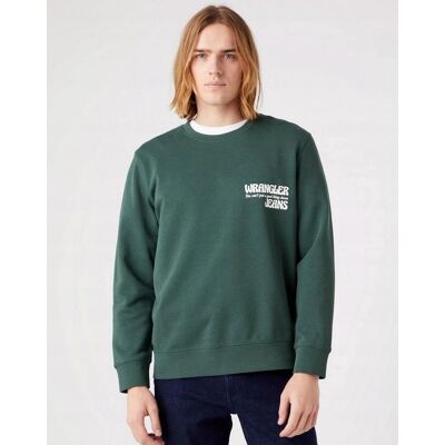 Wrangler SLOGAN CREW SYCAMORE GREEN W667ILG49 M Wrangler SLOGAN CREW SYCAMORE GREEN W667ILG49 M