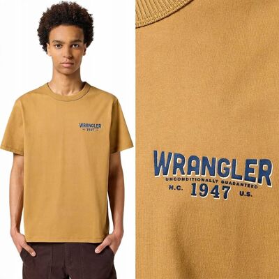 Wrangler TEE Dijon luźny brązowy t-shirt bawełniana koszulka logo S Wrangler TEE Dijon luźny brązowy t-shirt bawełniana koszulka logo S