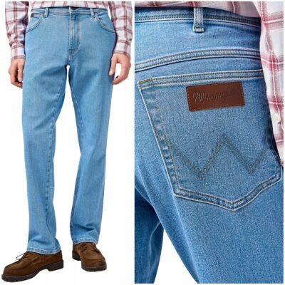 Wrangler TEXAS Skyline Splash klasyczne proste spodnie jeansowe W31 L32 Wrangler TEXAS Skyline Splash klasyczne proste spodnie jeansowe W31 L32