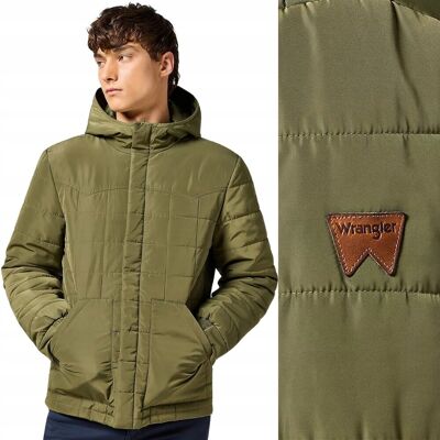 Wrangler TRANSITIONAL PUFFER Ivy Green ZIELONA KURTKA PUCHOWA Z KAPTUREM S Wrangler TRANSITIONAL PUFFER Ivy Green ZIELONA KURTKA PUCHOWA Z KAPTUREM S