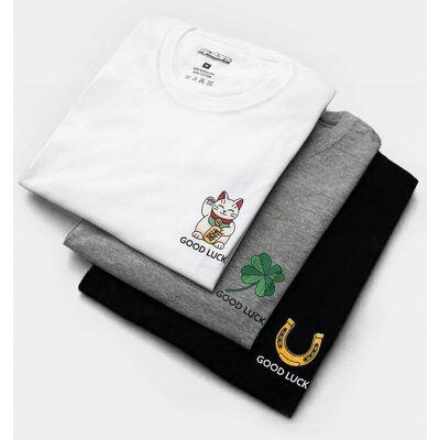 inna (Inny) Zestaw 3 Sztuki T-Shirtów Męskie Koszulki Szczęście Czarny Biały Szary M inna (Inny) Zestaw 3 Sztuki T-Shirtów Męskie Koszulki Szczęście Czarny Biały Szary M