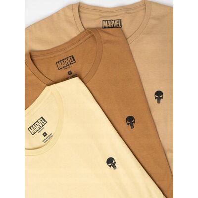 ZESTAW KOSZULEK MĘSKICH 3 SZTUKI T-SHIRT Beż Brąz MARVEL PUNISHER LOGO M ZESTAW KOSZULEK MĘSKICH 3 SZTUKI T-SHIRT Beż Brąz MARVEL PUNISHER LOGO M